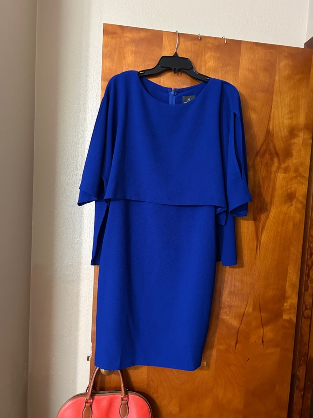 Adrianna Papell Cobalt Blue Overlay Midi Dress. Size 6